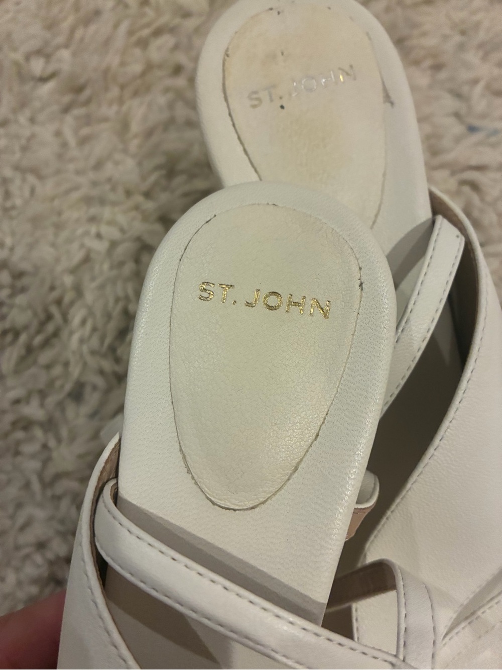 St. John White Strappy Wedge Sandals - Picture 7 of 8